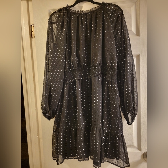 Old Navy black long sleeve dress with silver sparkle/tinsel size XXL knee length - Picture 8 of 8